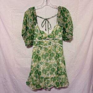 Hello Molly Green Floral Mini Dress